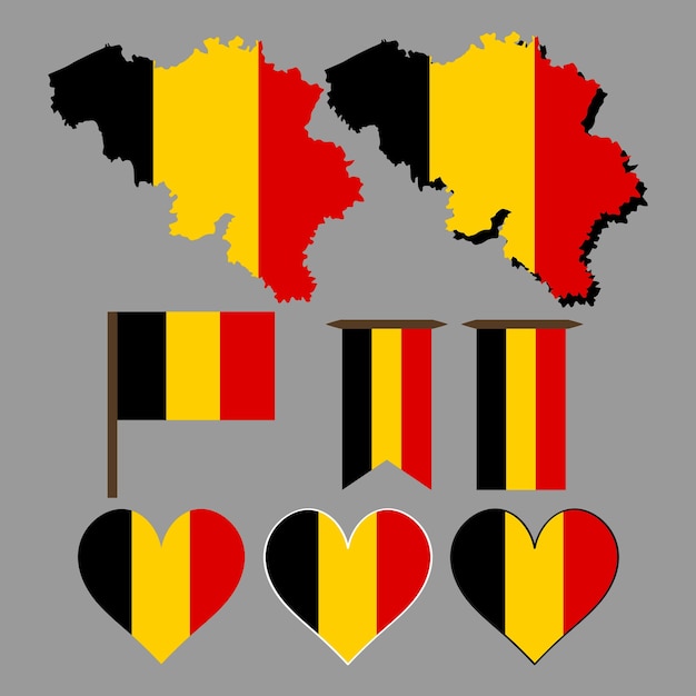 Bélgica mapa y bandera de bélgica vector ilustración