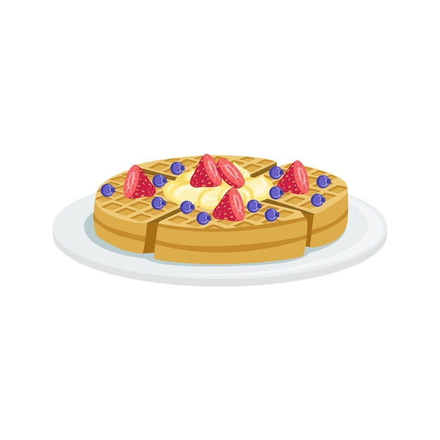 Belgica Waffle Cocina Europea Elemento Del Menú Comida Ilustración Detallada
