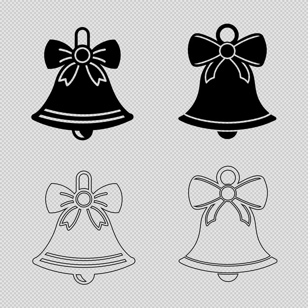 Bell con Bow Clipart Siluetas amp Line Art para diseños festivos