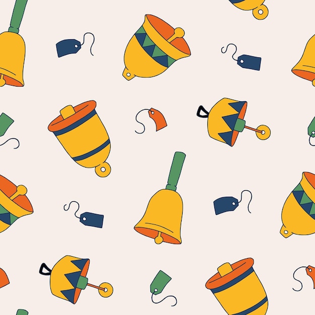 Bell Etiqueta de regalo Vector sin costuras Diseño de la ilustración del patrón