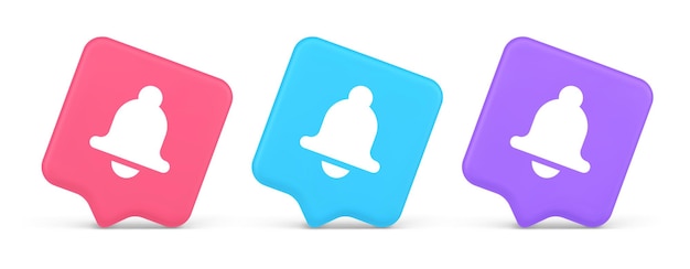 Bell ring audio sonido botón señal push recordatorio ciberespacio interfaz notificación 3d icono