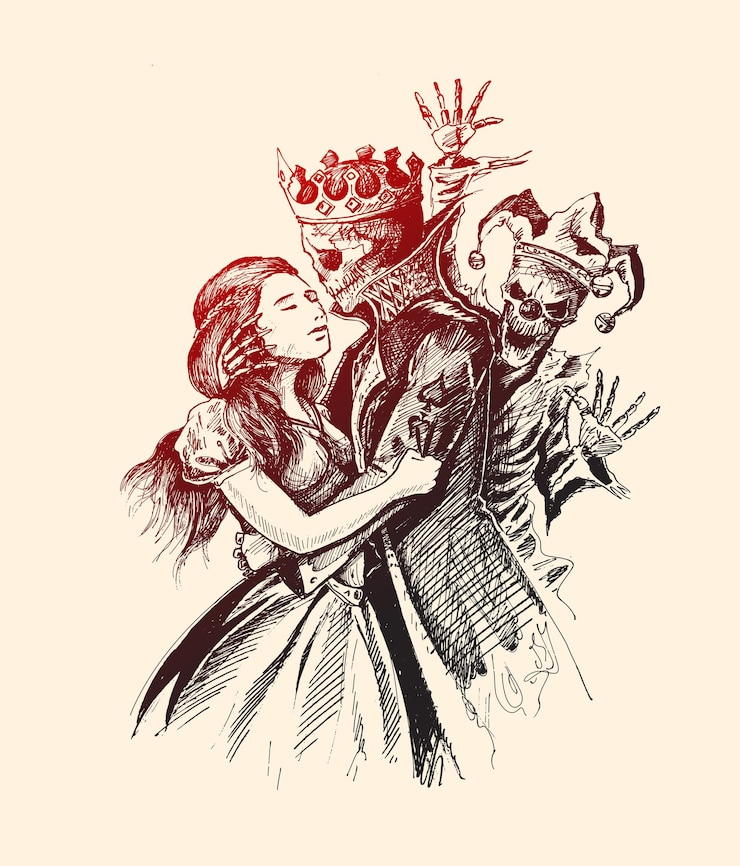 Vector bella con bestia bestia príncipe y niña con jocker
