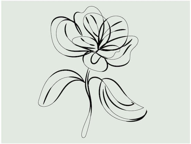 Bella flor con hojas vector floral en ilustración diseño gráfico