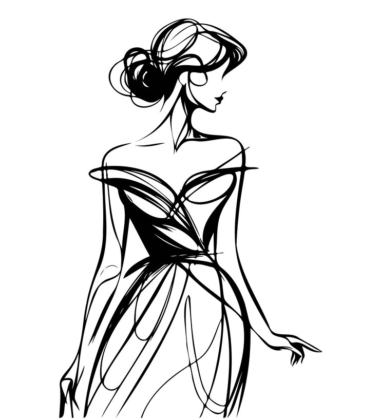 Bella joven con vestido de mujer de moda aspecto concepto de venta