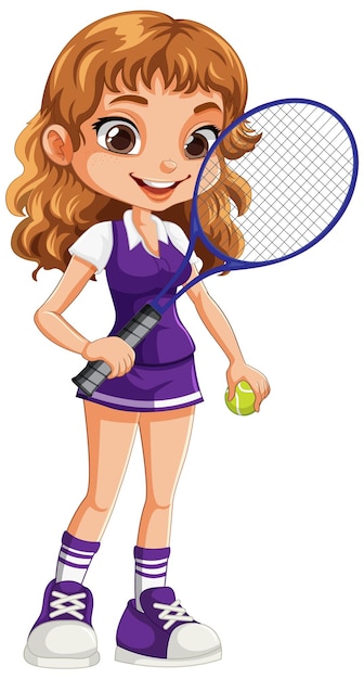 Vector bella jugadora de tenis personaje de dibujos animados