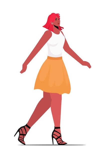 Bella mujer con cabello rojo en ropa casual Ilustración vectorial plana de colores