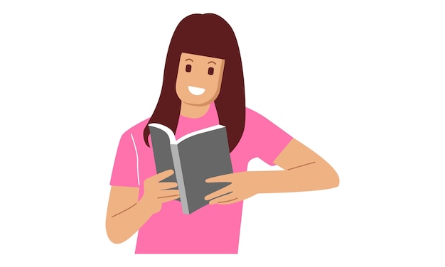 Bella mujer está leyendo un libro