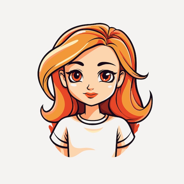 Bella mujer joven de cabello rojo Ilustración vectorial al estilo de dibujos animados