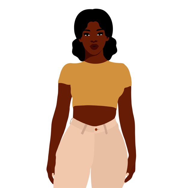 Bella mujer negra en elegante estilo de arte vectorial