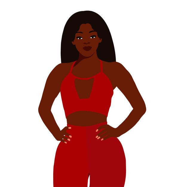 Bella mujer negra en elegante estilo de arte vectorial