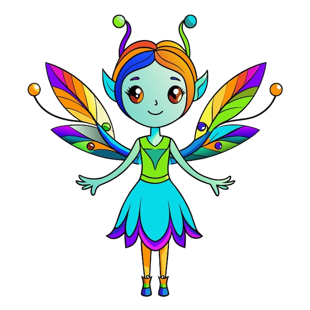 Bella princesa de hadas ángel dibujado a mano personaje de dibujos animados pegatina icono concepto aislado