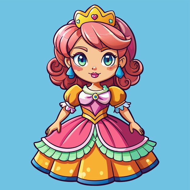 Bella princesa de hadas ángel dibujado a mano personaje de dibujos animados pegatina icono concepto aislado