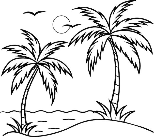 Bella vista de la costa con algunas palmeras de coco