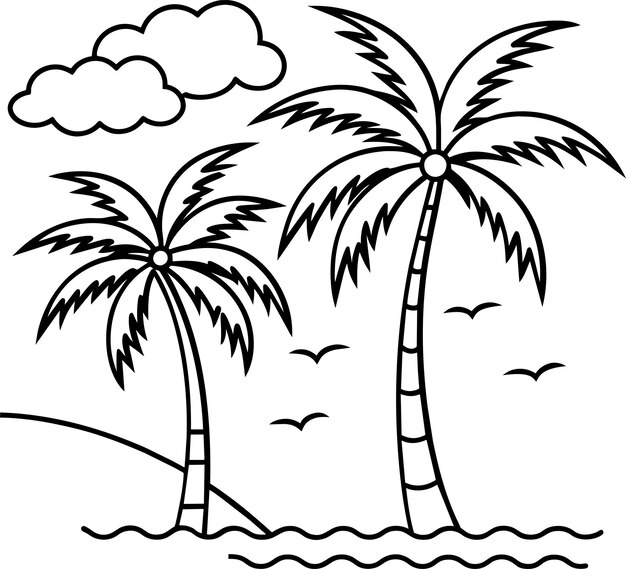 Bella vista de la costa con algunas palmeras de coco