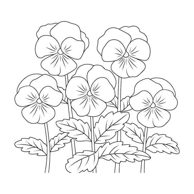 Bellas ilustraciones de contornos de flores para colorear páginas de libros para niños