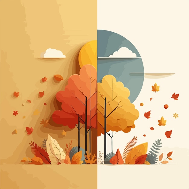 Vector bellas ilustraciones vectoriales de fondo de otoño con espacio de copia