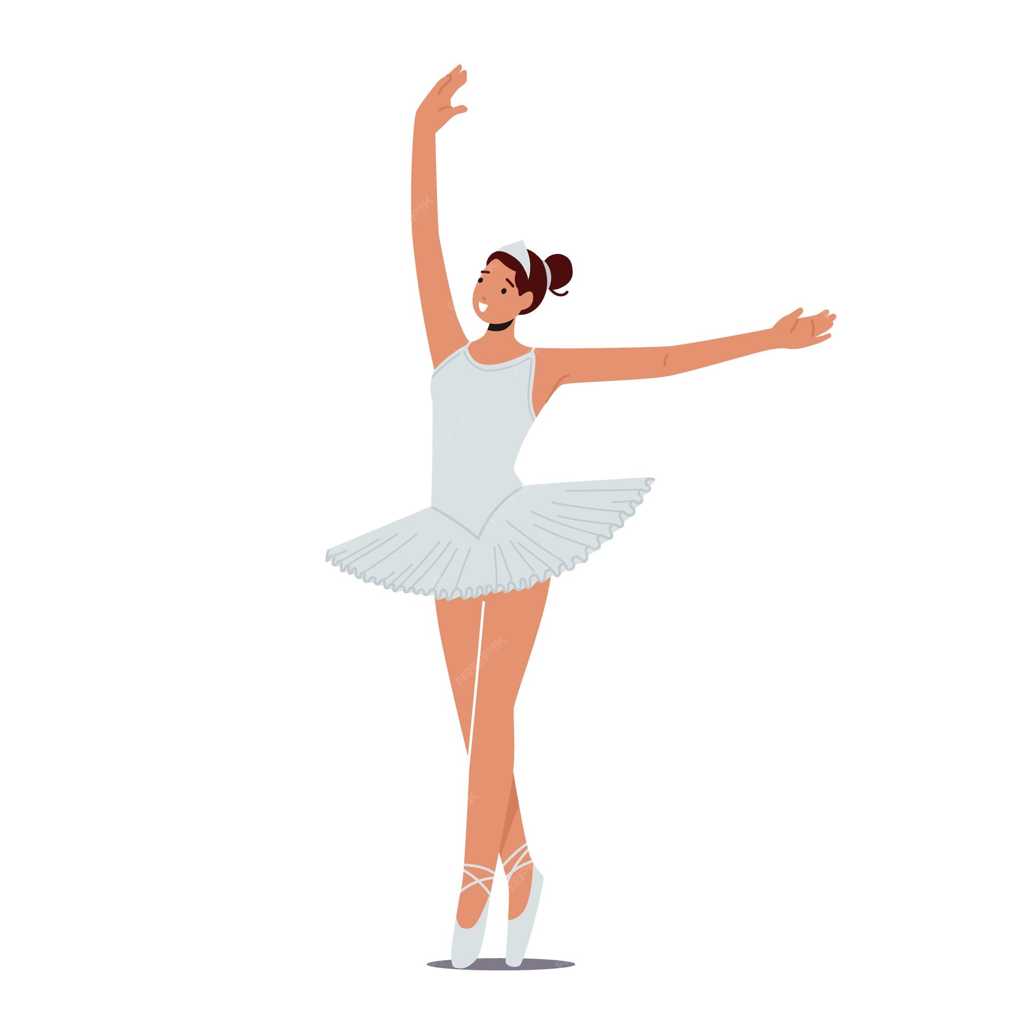 soltar Ellos silbar Belleza de ballet clásico mujer feliz en tutú y zapatos de punta stand en  posición personaje practicando entrenamiento de baile | Vector Premium