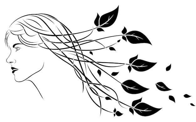 Belleza chica de moda peinado floral cara de mujer fondo abstracto de flor ilustración vectorial