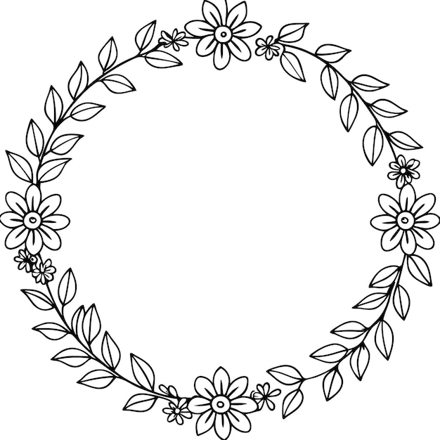 La belleza de la flor de la corona dibujada a mano para la ilustración de libros de colorear para adultos