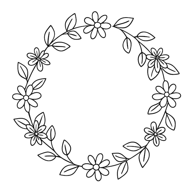 La belleza de la flor de la corona dibujada a mano para la ilustración de libros de colorear para adultos