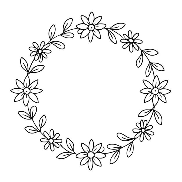 La belleza de la flor de la corona dibujada a mano para la ilustración de libros de colorear para adultos