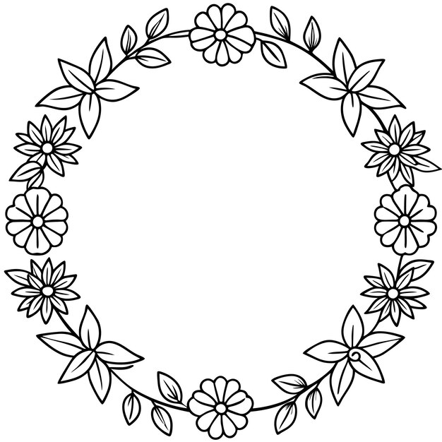 La belleza de la flor de la corona dibujada a mano para la ilustración de libros de colorear para adultos