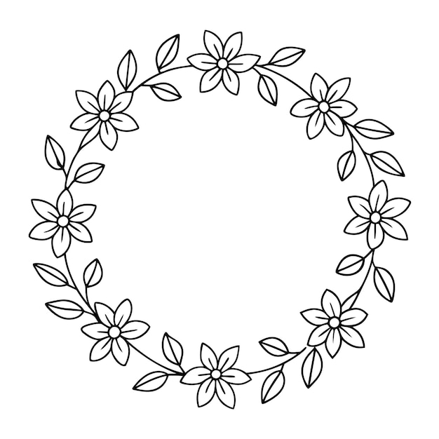 La belleza de la flor de la corona dibujada a mano para la ilustración de libros de colorear para adultos
