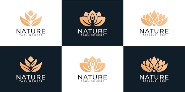 Belleza gradiente oro naturaleza flor planta logo colección