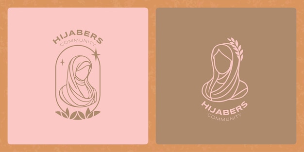 Vector la belleza del hijab con un simple logotipo de arte de línea dibujado a mano para negocios y tiendas de moda