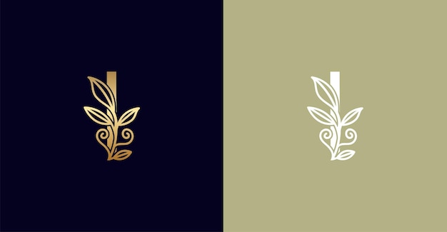 BELLEZA HOJA NATURAL LOGOTIPO VECTOR LETRA I