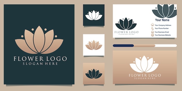 belleza logotipo de flor tarjeta de visita belleza loto línea de flores logotipo femenino