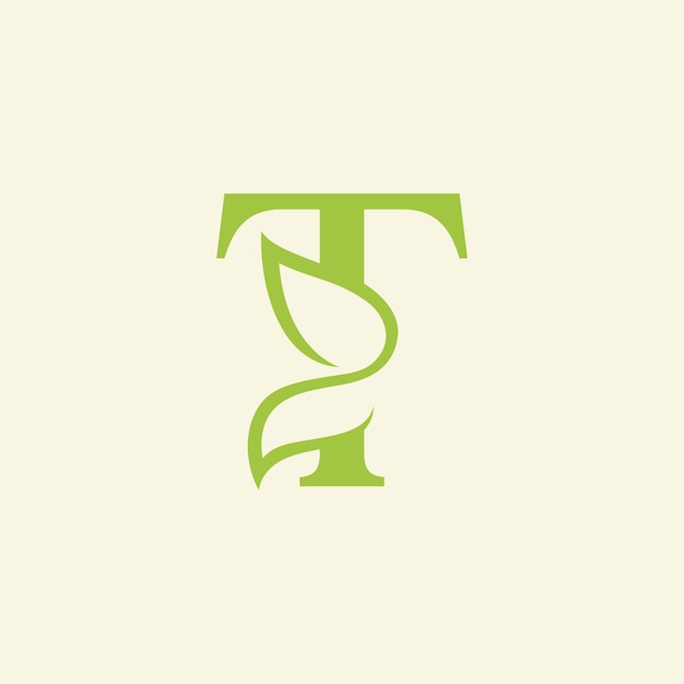 belleza mariposa verde natural logotipo diseño letra T
