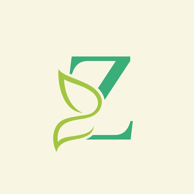 Vector belleza mariposa verde natural logotipo diseño letra z
