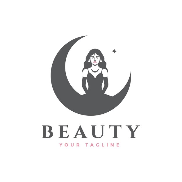 Belleza mujer boutique femenina moda lujo elegancia dama logo diseño vector