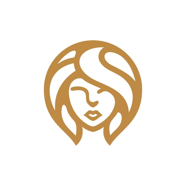 Belleza mujer cabeza o cara diseño de logotipo salón de belleza peluquería cosmética vector icono