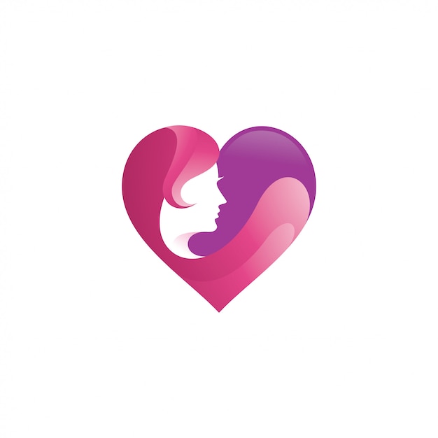 Belleza mujer cara y corazón amor Logo