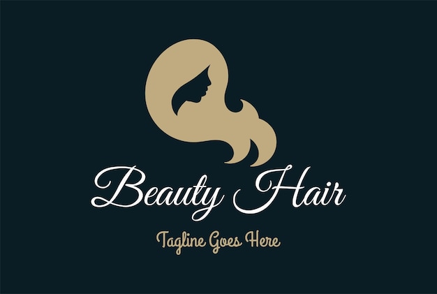 Belleza Mujer elegante Chica Dama Mujer Cabello largo para peluquería Inspiración en el diseño del logotipo