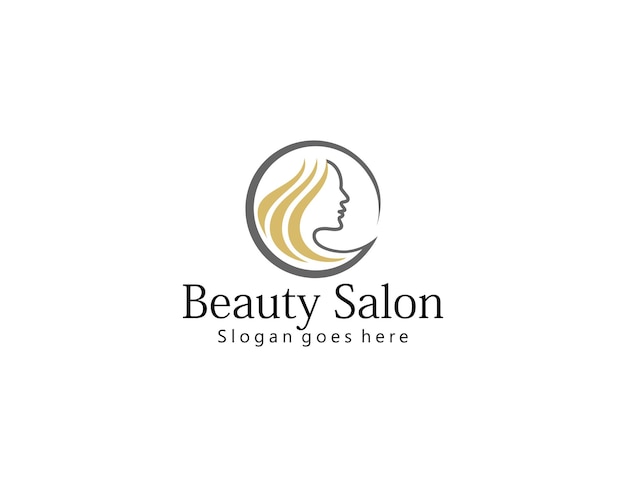 Belleza mujer moda logo Golden Abstract vector plantilla estilo lineal sobre un fondo negro