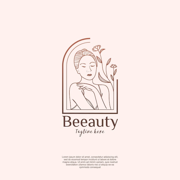 Vector belleza mujer sexy y plantilla de logotipo de lujo de hoja