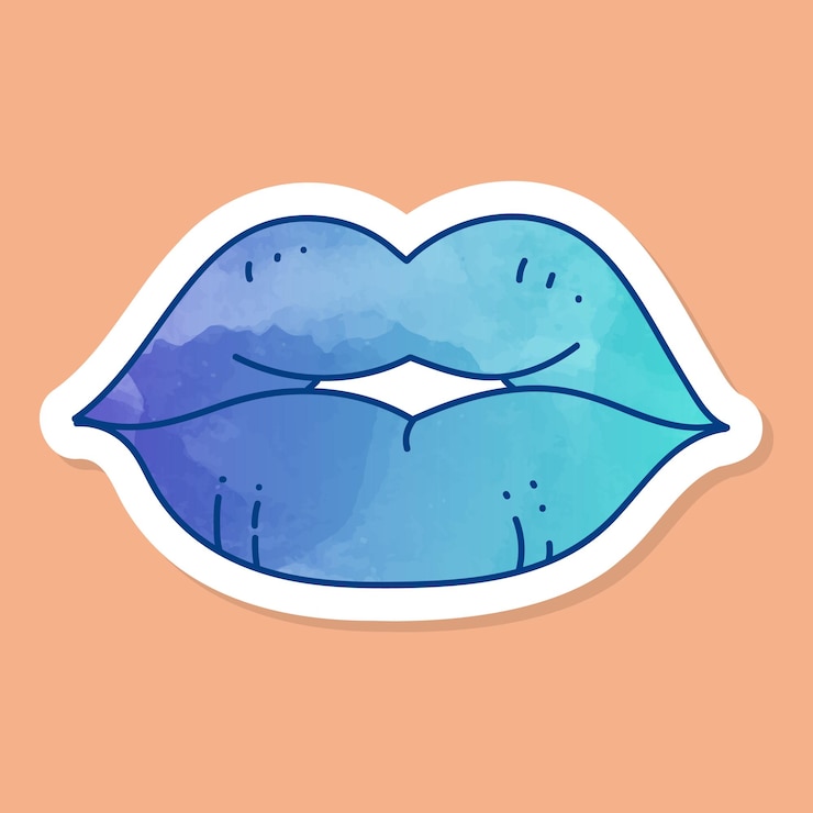 Vector la belleza de las mujeres se enfrenta a la cirugía plástica, el relleno de labios, el color de la pegatina.
