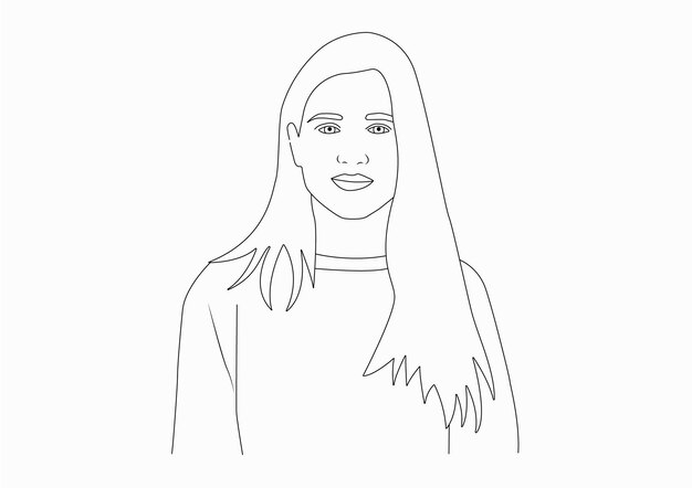 Belleza mujeres vector línea artes con peinado