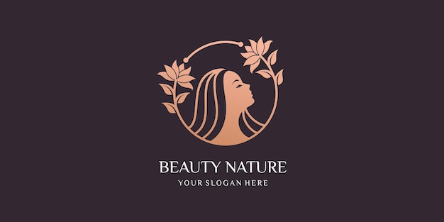 Belleza natural con combinación de mujeres y logotipo de diseño oliva.