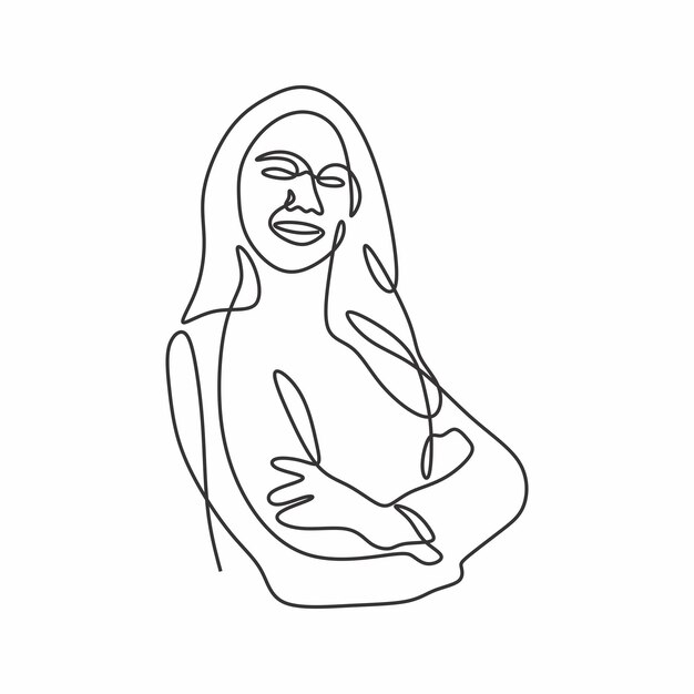 belleza natural de las mujeres arte de una sola línea continua