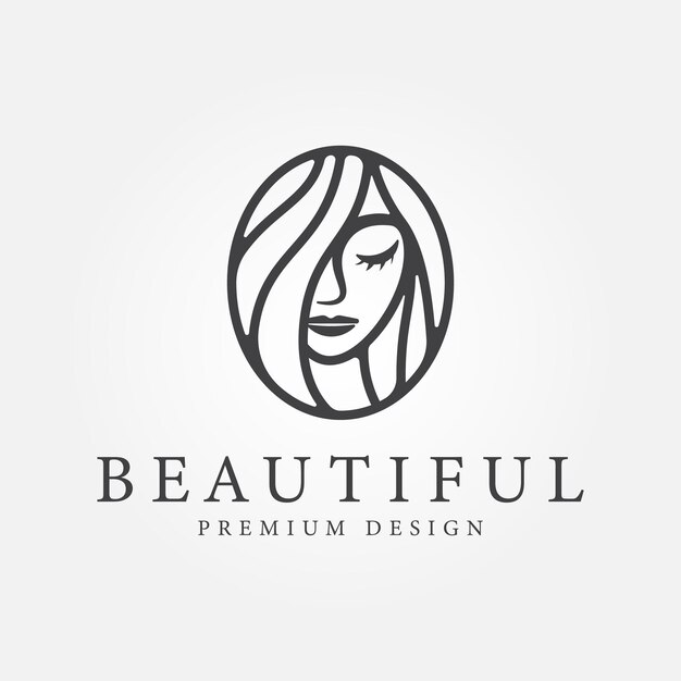 Vector belleza de la niña cuidado de la belleza clínica simple mínimo icono logotipo señal belleza mujer diseño vectorial