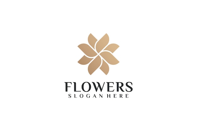 Belleza oro mujer spa flor logo diseño icono
