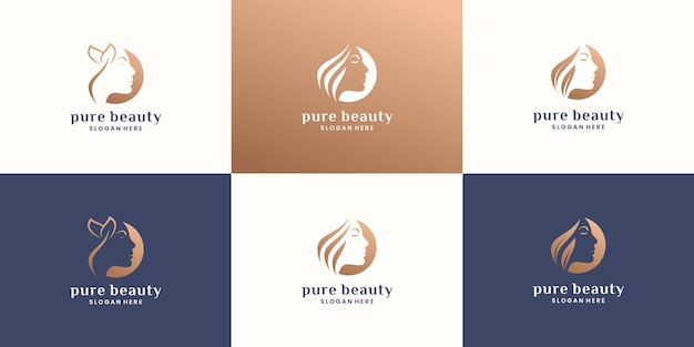 Belleza pura de lujo, diseño de logotipo de mujer femenina para cosmética.