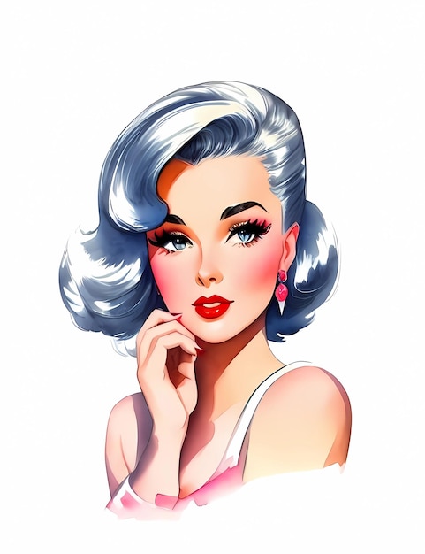 Vector belleza, retro, sexy, mujer joven