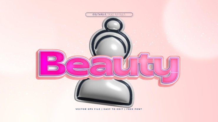 Vector belleza rosa y azul estilo de fuente de efecto de texto editable en 3d