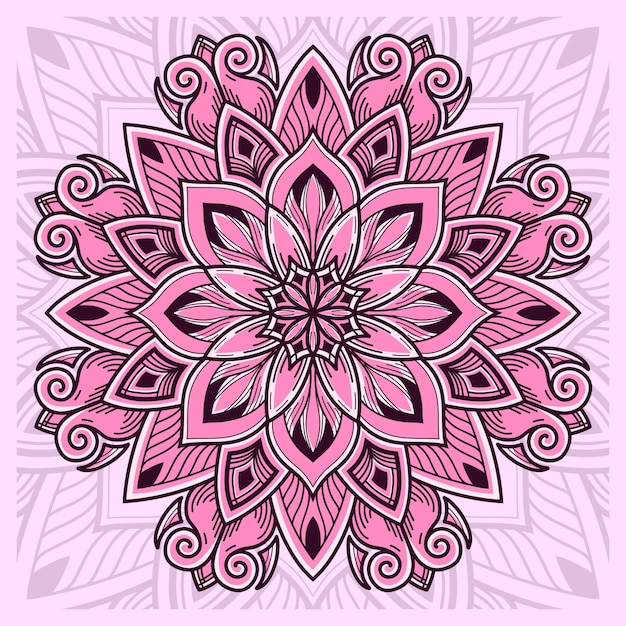 Vector belleza rosa mandala vector mano dibujo