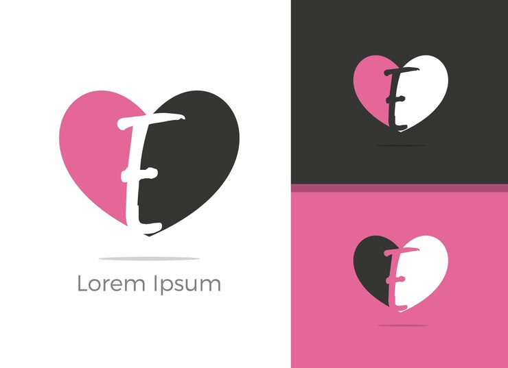 Vector belleza y salón e letra diseño de logotipo letra e en el icono de vector de corazón